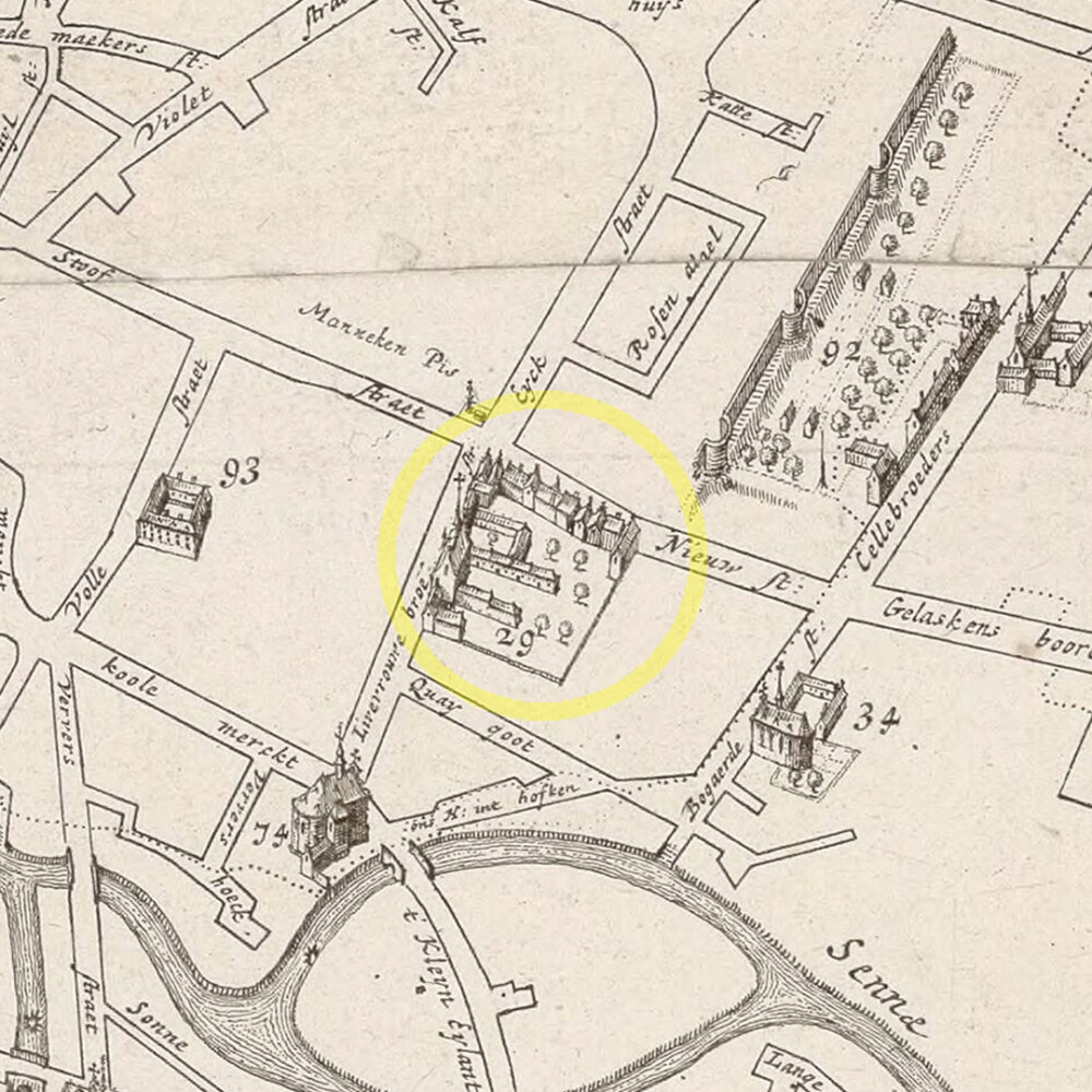 Laboureur, J., Van der Baren, J., Harrewijn, J. (1695) "Bruxella Nobilissima Brabanti Civitasae" Bibliothèque Nationale de la France (image)