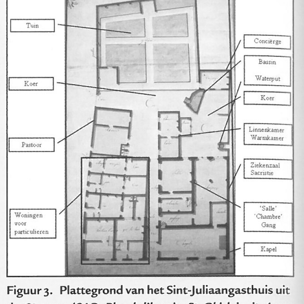  Unknown. (1700s) "18th century floor plan of the Sint-Juliaangasthuis" (image)
