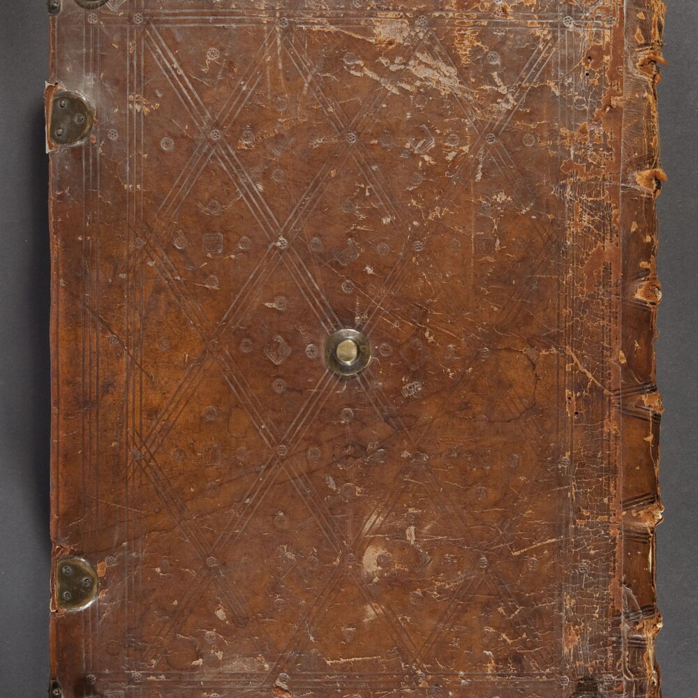  Unknown. (1475) "Reliure du Cartulaire des Urbanistes ou Riches Claires de Bruxelles" Archives de l'Etat à Anderlecht (image)
